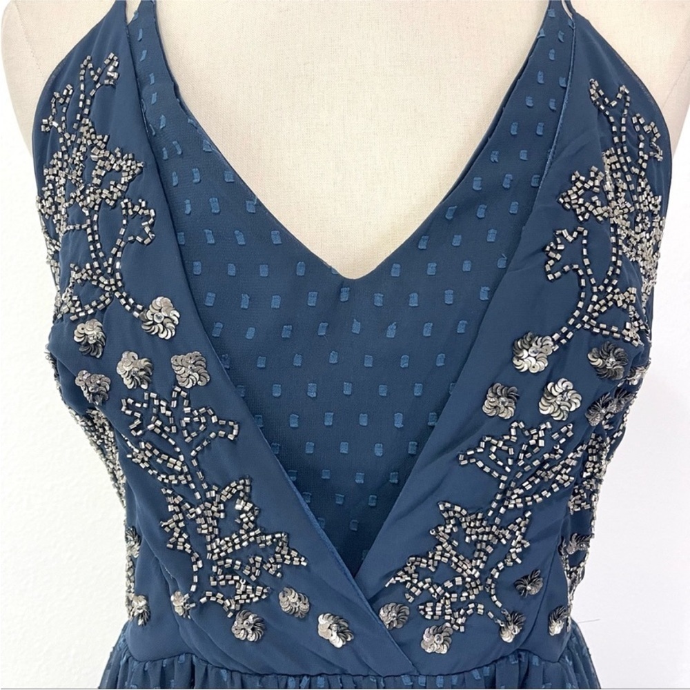 Ranna Gill Anthropologie Lucinda Beaded Bodice Tiered Swiss Dot Maxi Dress Sz 6 - Picture 7 of 12